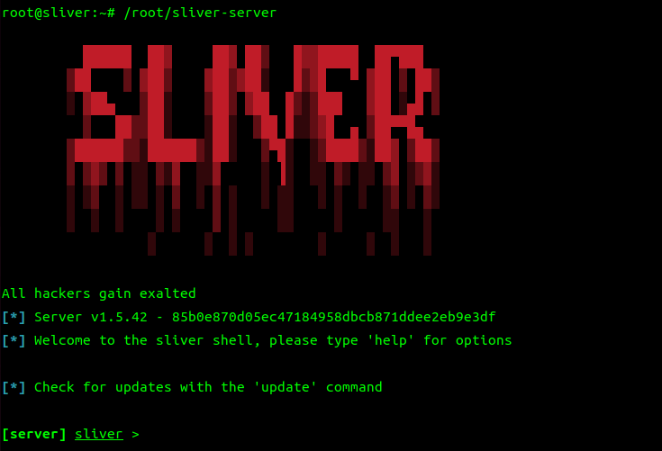 /root/sliver-serverを実行した画面